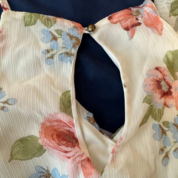 Blush Pink Floral Ruffle Dress – Flowy Sleeveless Boho Sundress Size M - Picture 3 of 6